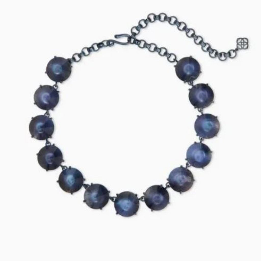 Kendra Scott Indigo Illusion Navy Gunmetal Jolie Statement Necklace